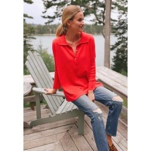 Tuckernuck Clayton Knit Polo Top Blouse, Size XS/S, Poppy Red